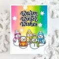 Sunny Studio Snowmen in Sweaters Rainbow Holiday Card by Hanh Nguyen