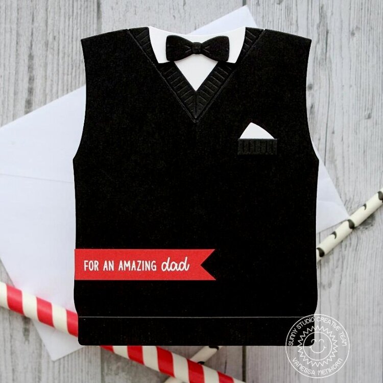 Sunny Studio Stamps Sweater Vest Father&#039;s Day Card by Vanessa Menhorn