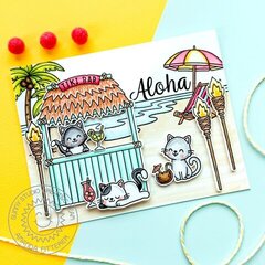 Sunny Studio Stamps Tiki Time & Cat Antics Summer Card by Amanda Fitterer