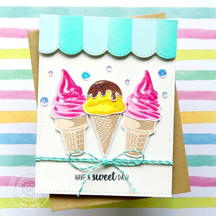 Sunny Studio Stamps Two Scoops Card by Amy Yang