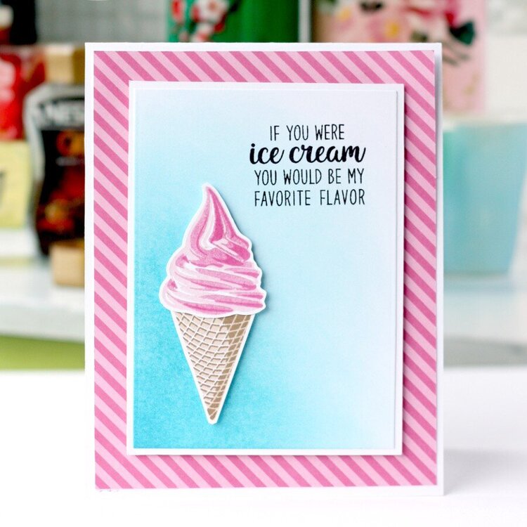 Sunny Studio Two Scoops Ice Cream Card by Karin kesdotter