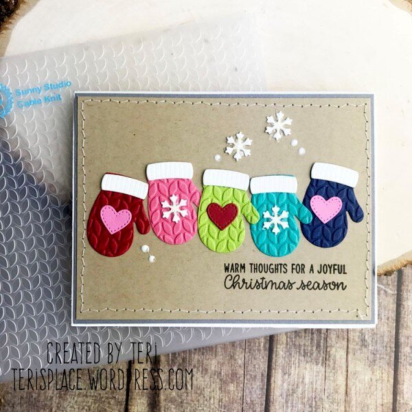 Sunny Studio Stamps Warm &amp; Cozy Mittens Card by Teri Anderson