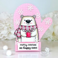 Sunny Studio Mitten Shaped Christmas Card by Hanh Nguyen
