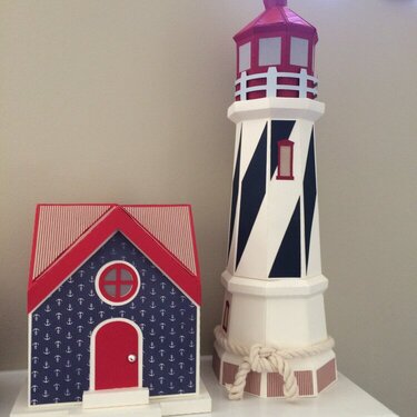 Seaside cottage and lighthouse