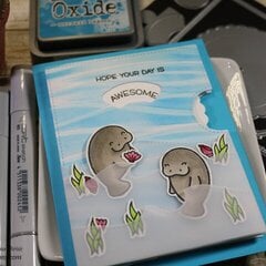 Lawn Fawn Reveal Wheel and Manatee-rific card