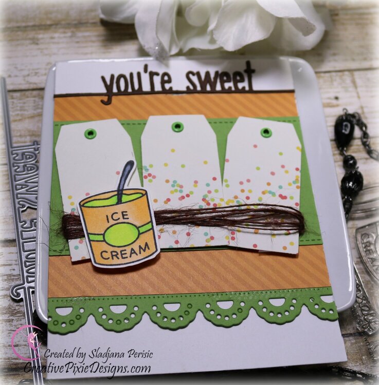 You&#039;re Sweet Ice Cream inspired card featuring Lawn Fawn