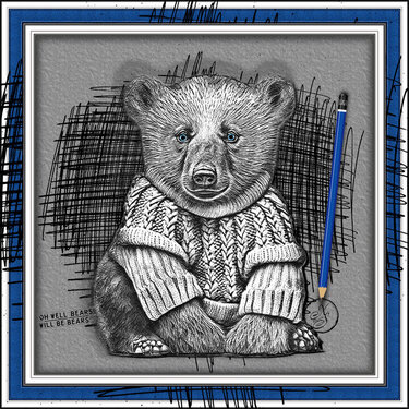 Sweater Bear Sketch Framed