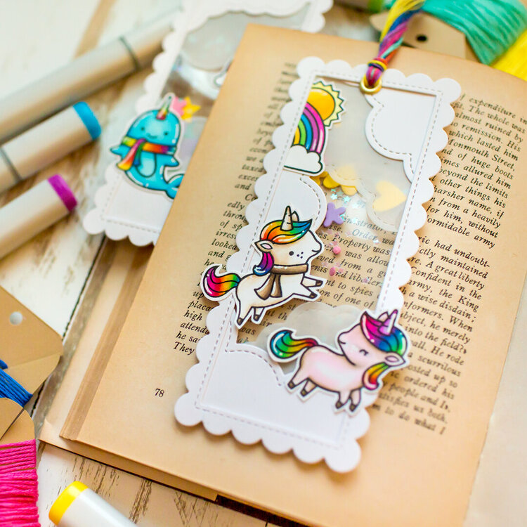 See through bookmarks with Lawn Fawn