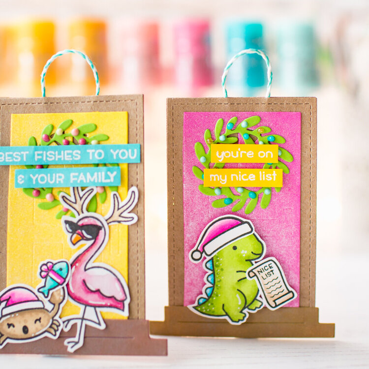 Cute Lawn Fawn tags with Glitter Brush Pen