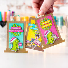 Cute Lawn Fawn tags with Glitter Brush Pen