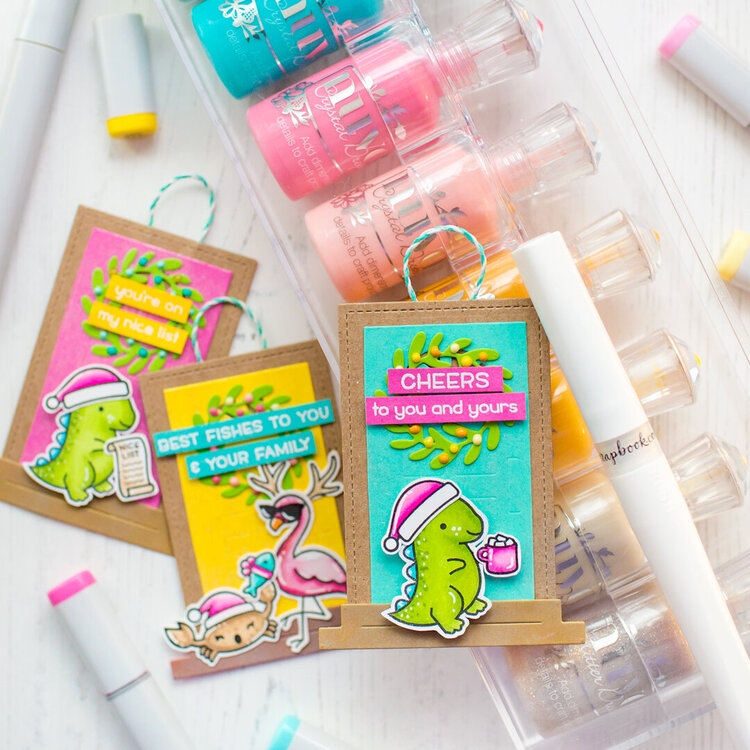 Cute Lawn Fawn tags with Glitter Brush Pen