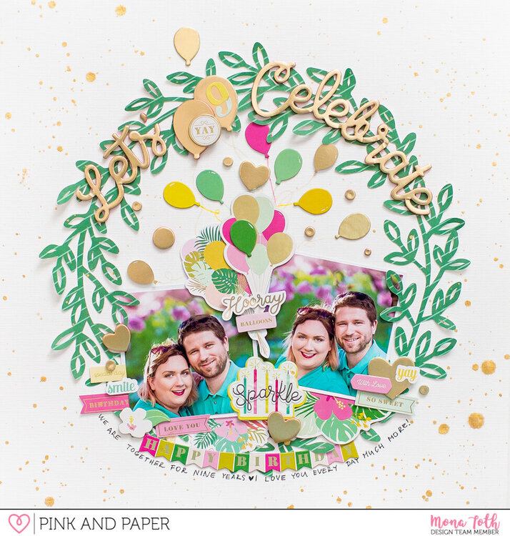 Pink Paislee | Confetti Wishes | Let&#039;s celebrate | Scrapbook Layout