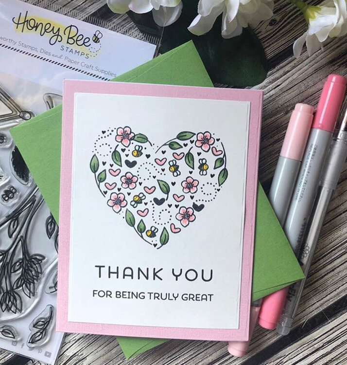 Honey bee stamps - Thank you card