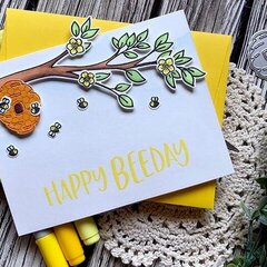 Honey bee stamps - Happy birthday card