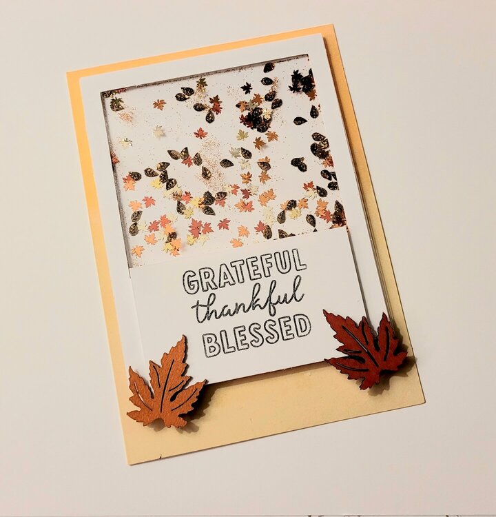Grateful, Thankful, Blessed Shaker Card