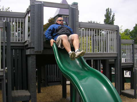 My dh going down the slide at the part