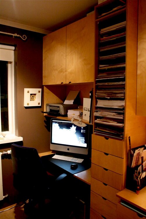 Computer area and paper rack