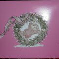 House Mouse Wreath Christmas Card on Pink