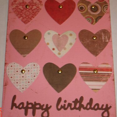 Pink Heart Birthday Card