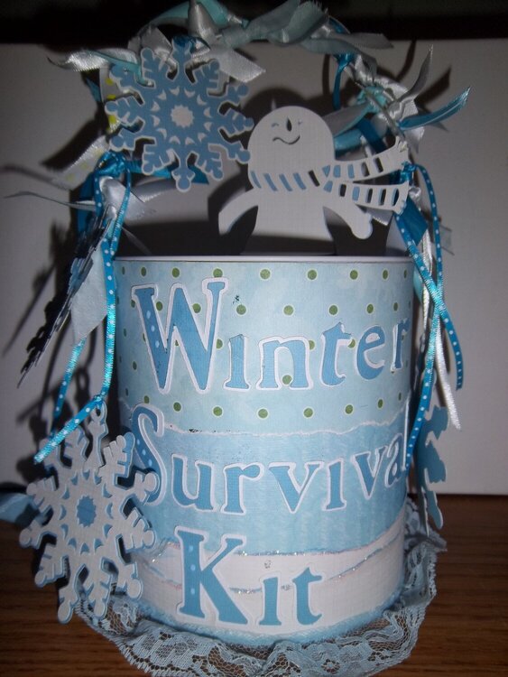 Altered Paint can, winter survival kit
