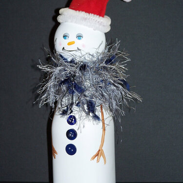 Blue and grey snowman