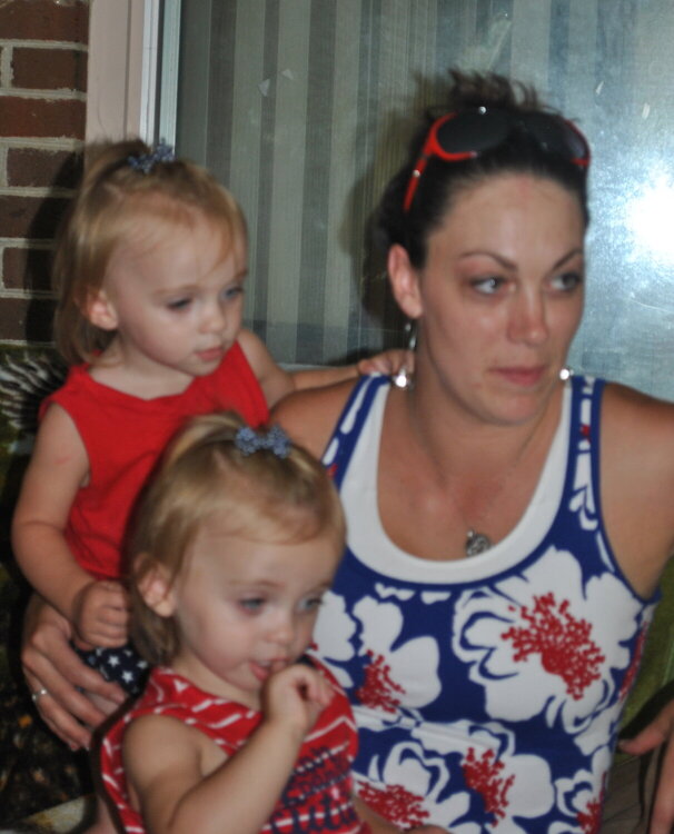 Red white and blue - My Twin great nieces and their mother