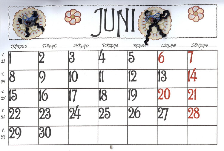 Calendar Juni 2009, datecard