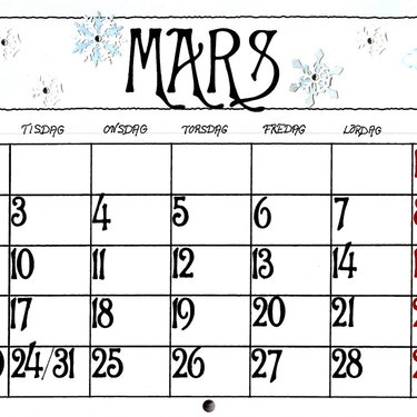 Calendarcard Mars 2009, datecard