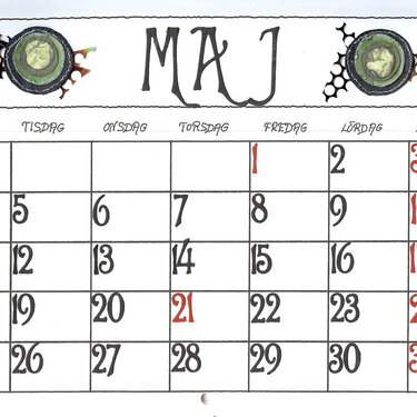 Calendar Maj 2009, datecard