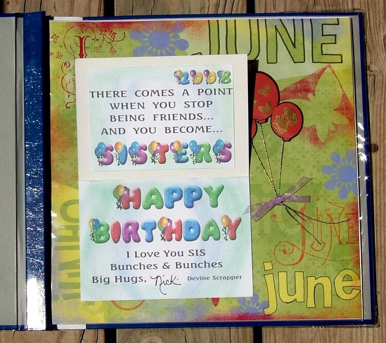 Birthday Page - (Card Open-to show the Inside)