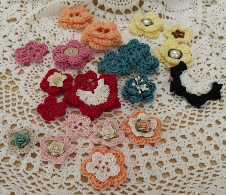 Hand-crochet flowers,