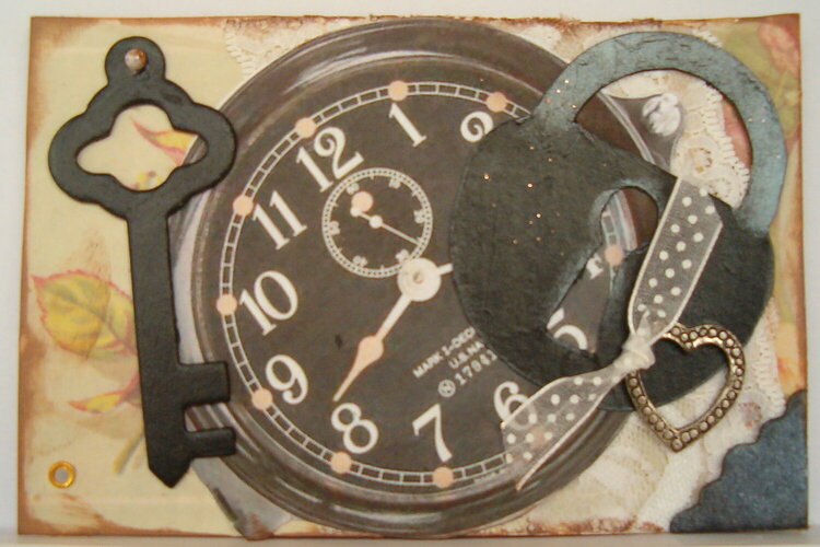 Vintage, locks, clocks and keys postcard