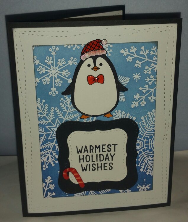 Hero arts winter penguin warmest holiday wishes
