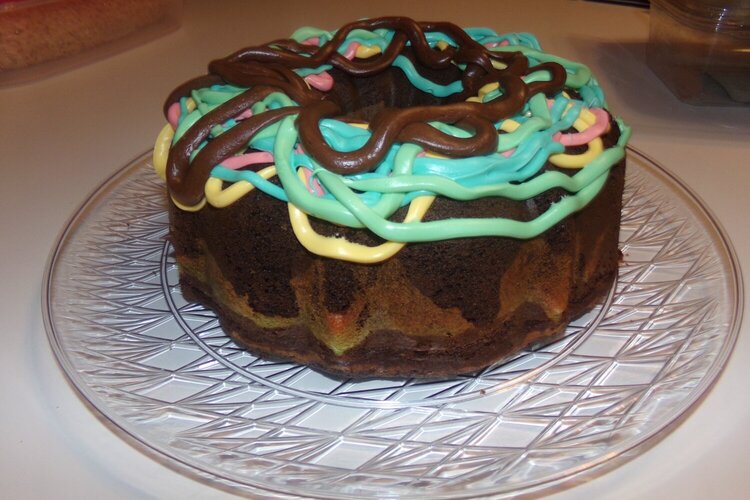 Chocolate Rainbow Surprise Cake (side pic)