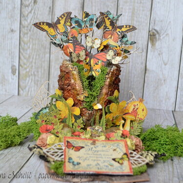 Butterfly tree trunk nest with Graphic 45 Nature Sketchbook