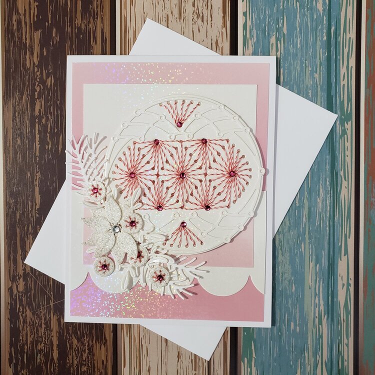 Pink &amp; White Stitched Card