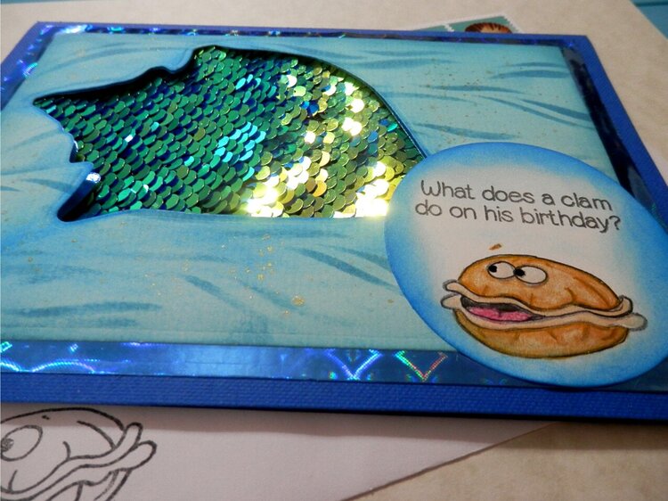 Sequin Shell Card - different angle