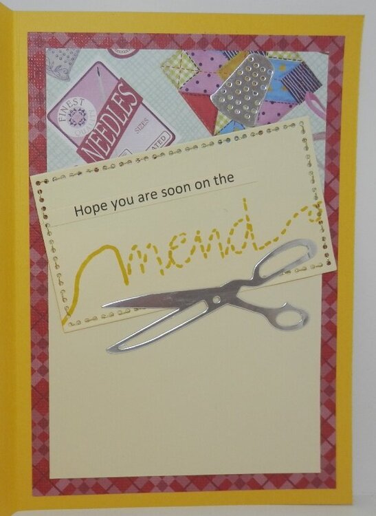 Inside of Sewing Get Well Card