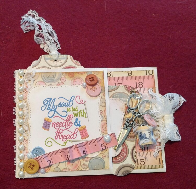 Sewing themed mini loaded envelope/FB swap
