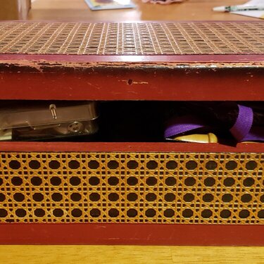My $5 vintage sewing box bought at a yard sale