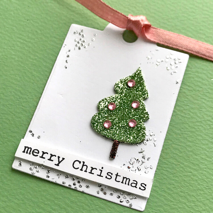 Christmas Tree glitter Tag
