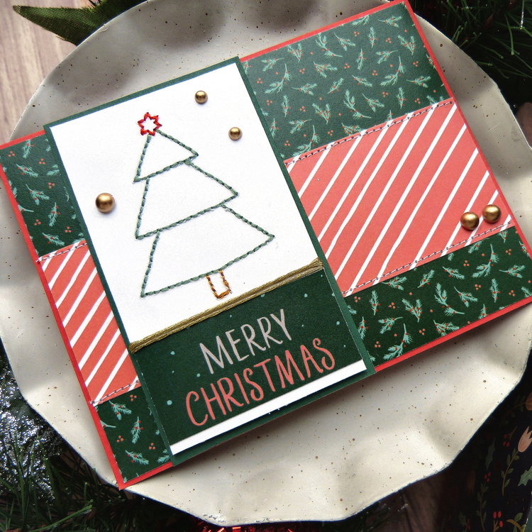 Embroidered Christmas Tree Card