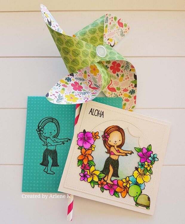 Aloha card and pinwheel