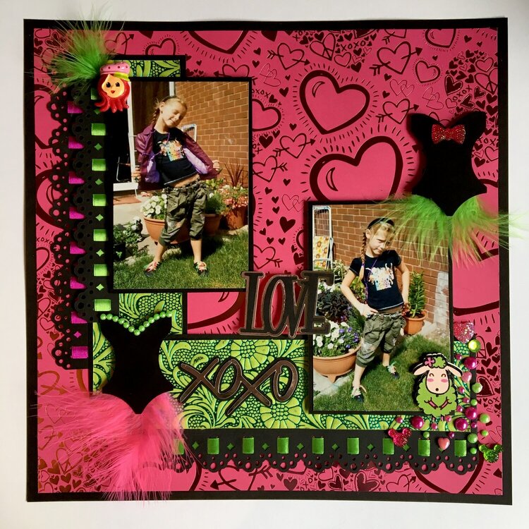 pink and green 12x12 layout