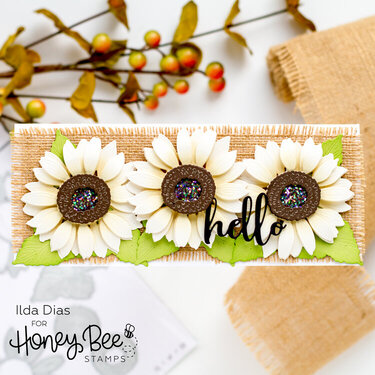 White Sunflower Slimline Hello Card