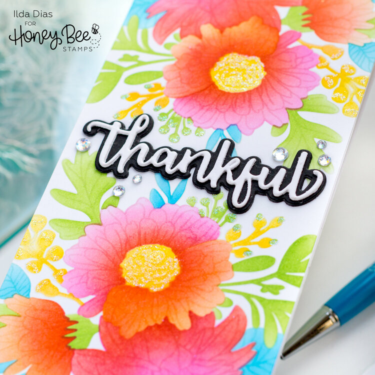 Thankful Blooms Slimline Card