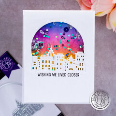 Wishing We Lived Closer Cityscape Shaker Card