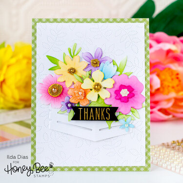 Modern Spring Bouquet Thank You Card 