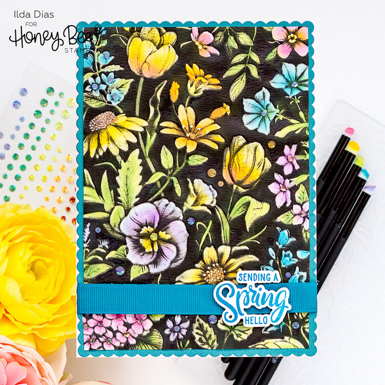 Spring Hello Card - 3D Blackout Embossing Folder Technique | Honey Bee Stamps