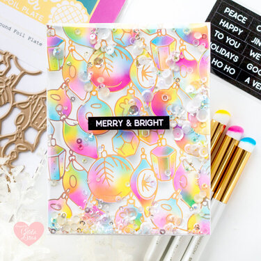 Merry And Bright Rainbow Ornaments Christmas Shaker Card